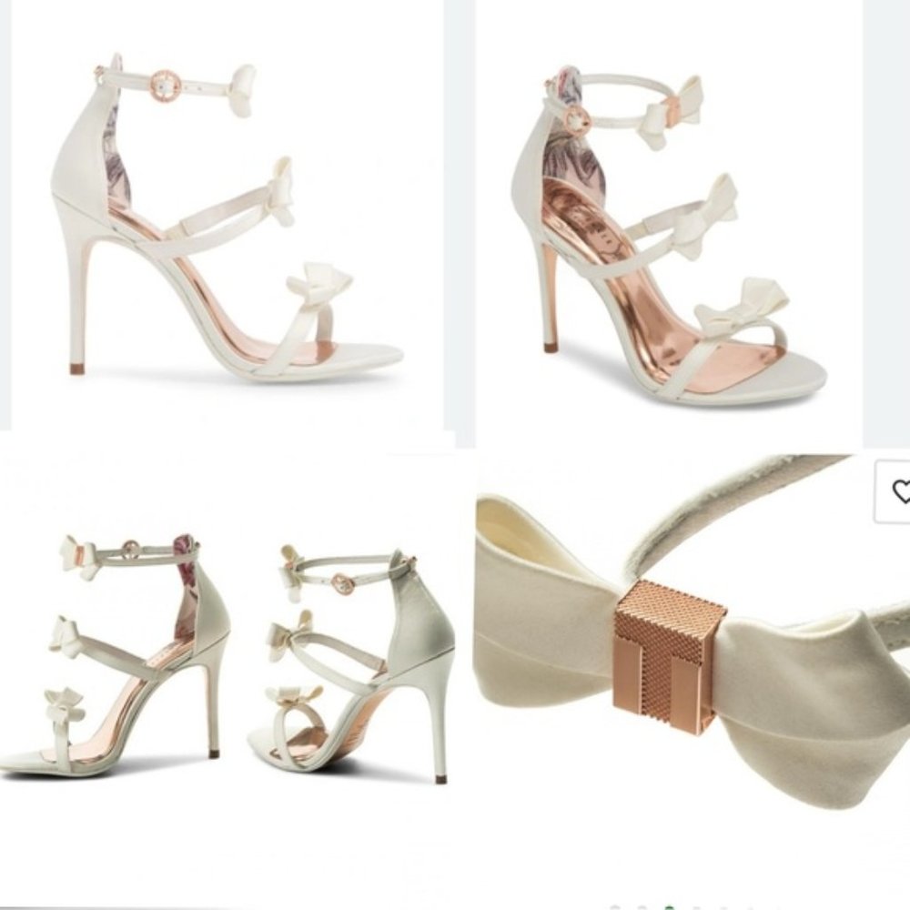 Ted Baker London Nuscala Satin Bow heel pumps Ivory white 8.5 (38.5)